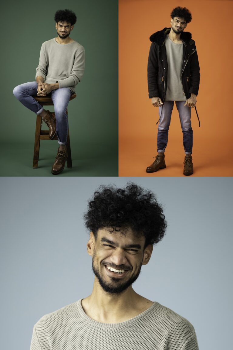 Portrait against a variety of backgrounds